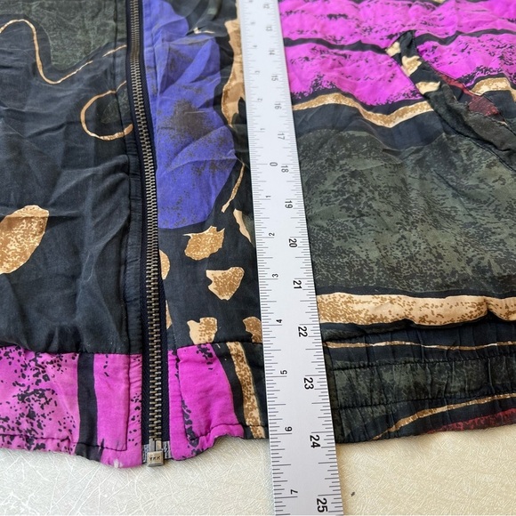 Vintage Reversible, Bomber Jacket 100% Silk 90's Abstract Print Men Size Medium - Picture 5 of 8